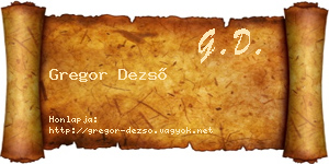 Gregor Dezső névjegykártya